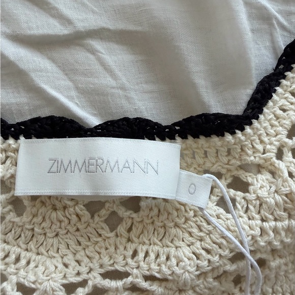 NWT Zimmermann Cream Crochet Dress with Black Trim - Picture 6 of 9